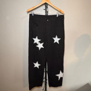 Women's MANFINITY Black Star Print‎ Pants Size S